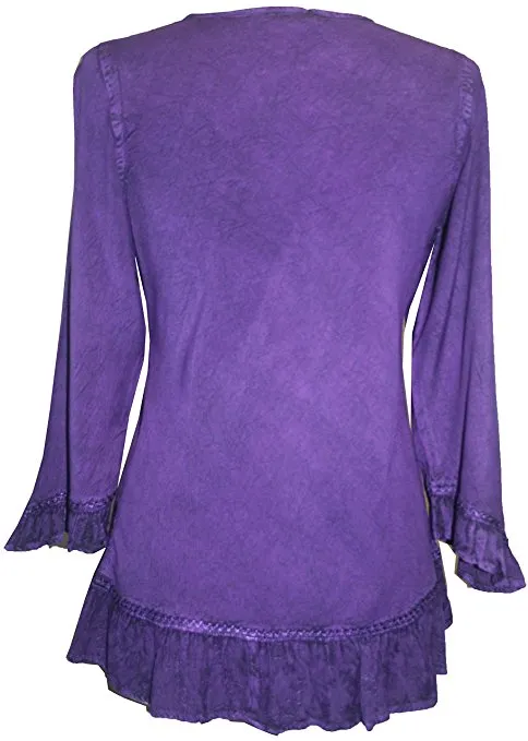 147 B Multi-colored Embroidered Ruffle Hem Tunic Kurta Blouse