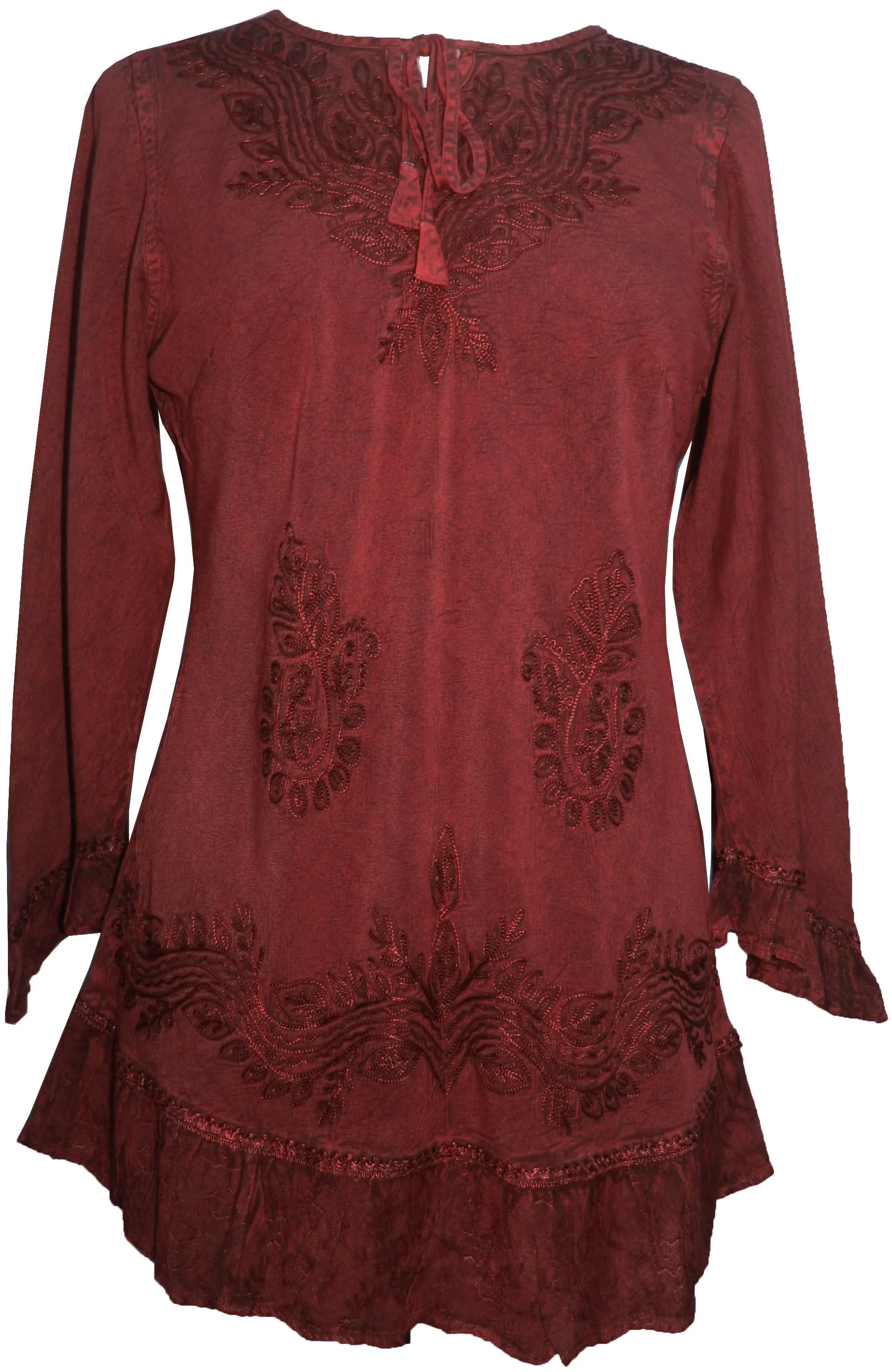 147 B Multi-colored Embroidered Ruffle Hem Tunic Kurta Blouse