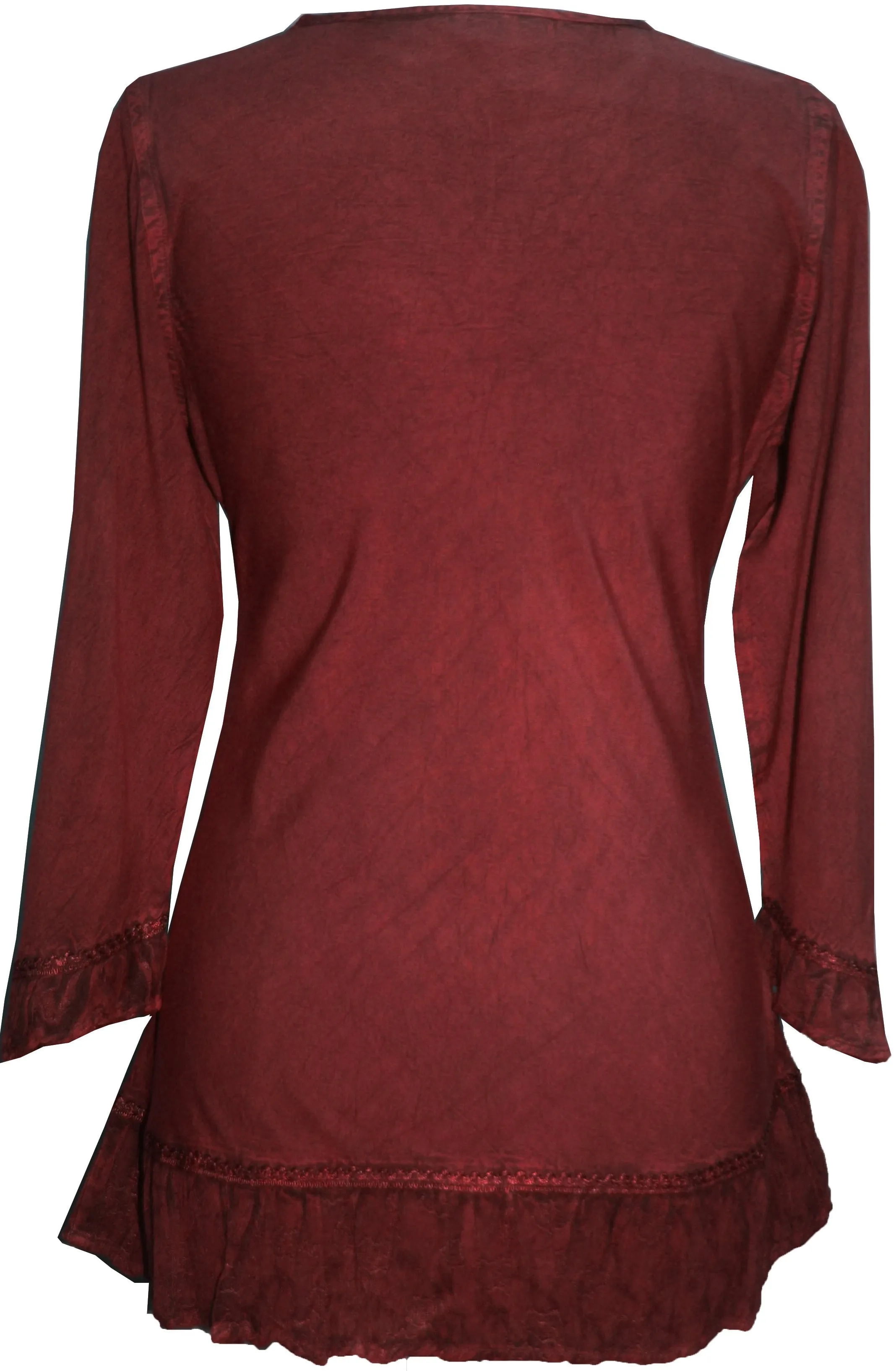 147 B Multi-colored Embroidered Ruffle Hem Tunic Kurta Blouse