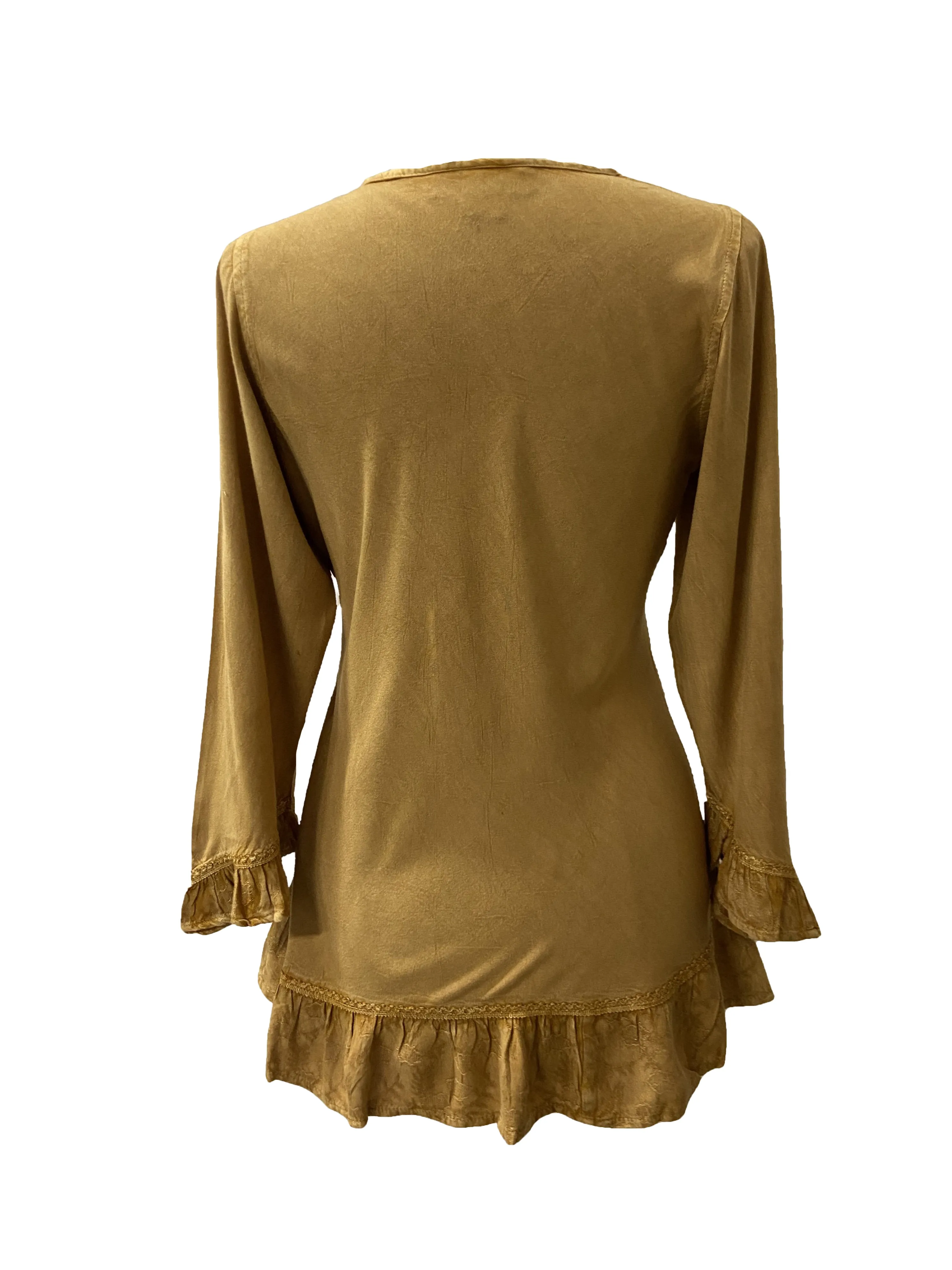 147 B Multi-colored Embroidered Ruffle Hem Tunic Kurta Blouse