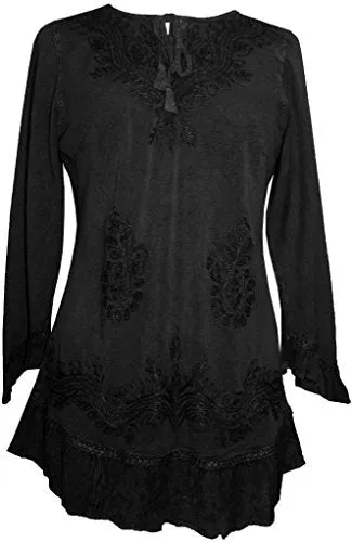 147 B Multi-colored Embroidered Ruffle Hem Tunic Kurta Blouse
