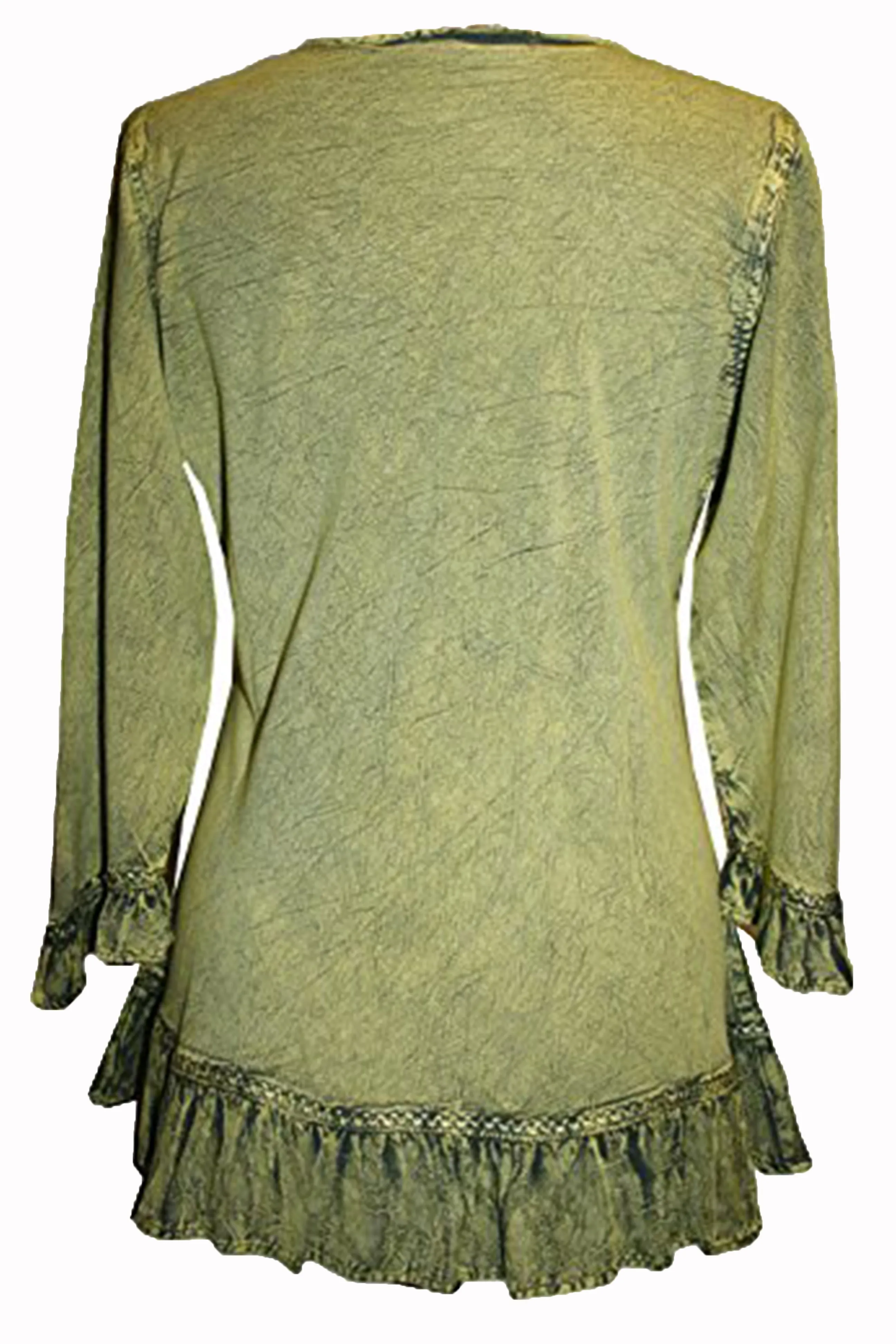 147 B Multi-colored Embroidered Ruffle Hem Tunic Kurta Blouse