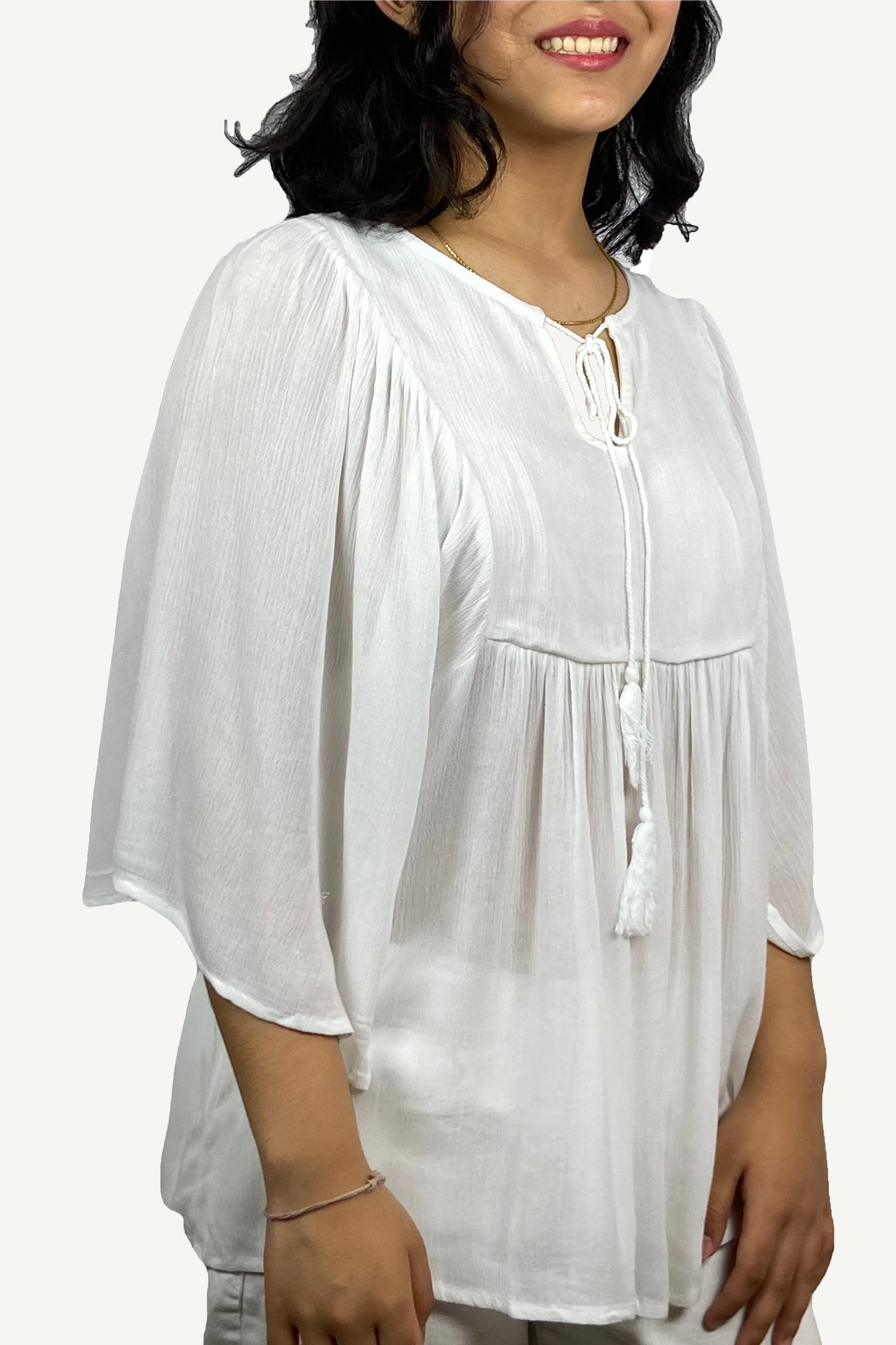 3632 B Rayon Bohemian Medieval Embroidered Tunic Blouse