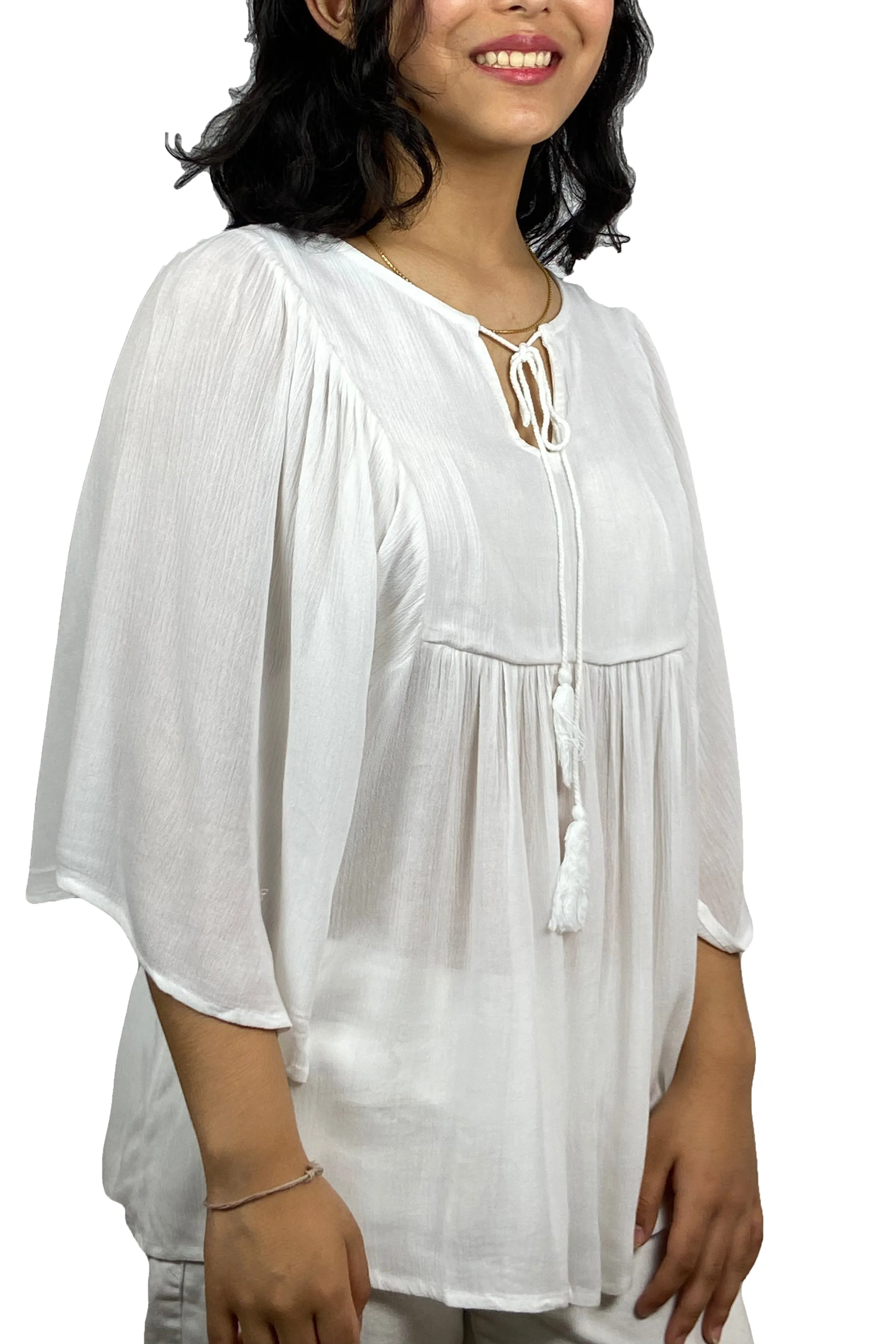 3632 B Rayon Bohemian Medieval Embroidered Tunic Blouse