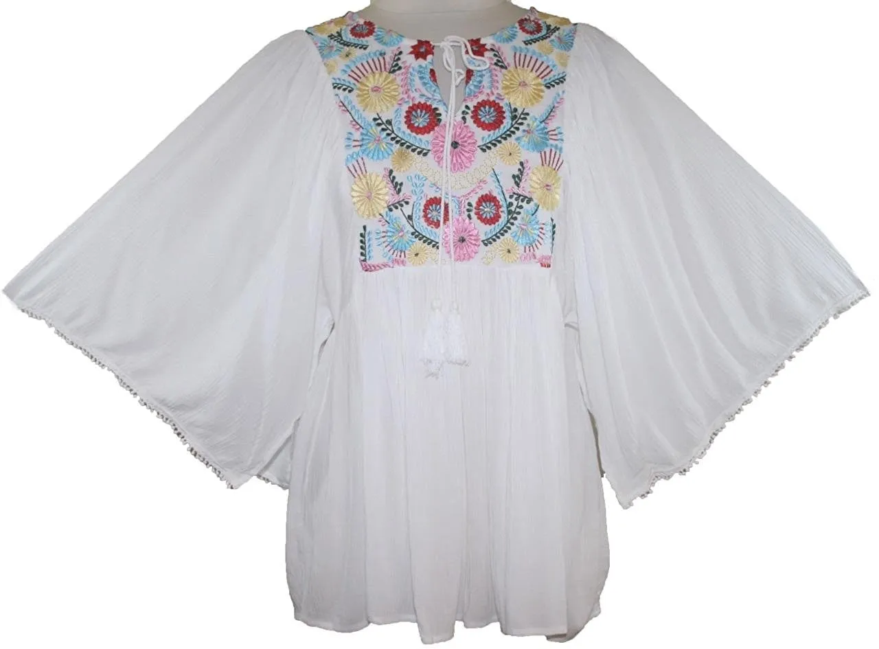 3632 E Rayon Crape Bohemian Medieval Short Wide Summer Sleeve Tunic