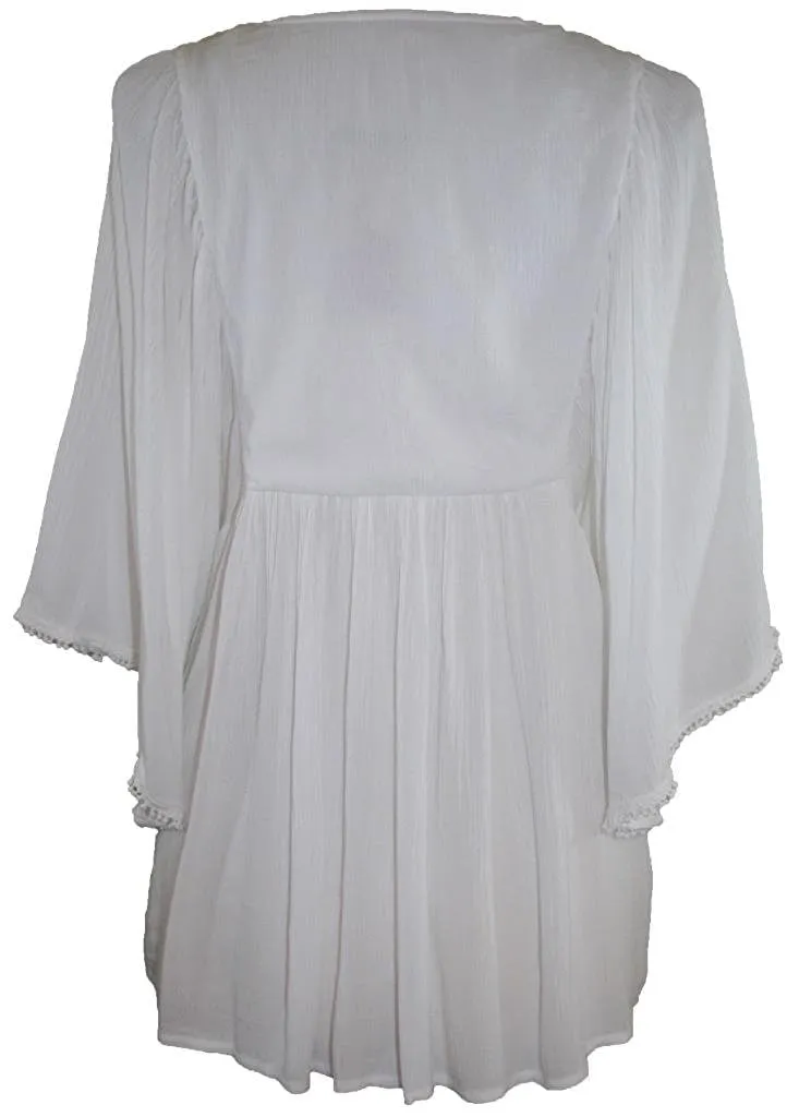 3632 E Rayon Crape Bohemian Medieval Short Wide Summer Sleeve Tunic