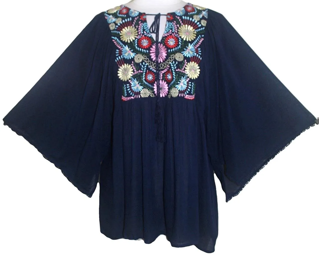 3632 E Rayon Crape Bohemian Medieval Short Wide Summer Sleeve Tunic