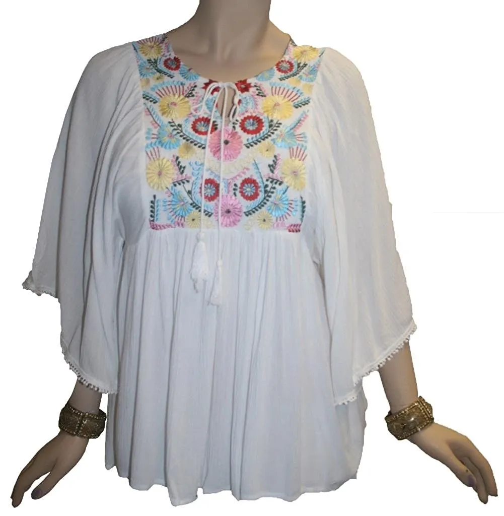 3632 E Rayon Crape Bohemian Medieval Short Wide Summer Sleeve Tunic