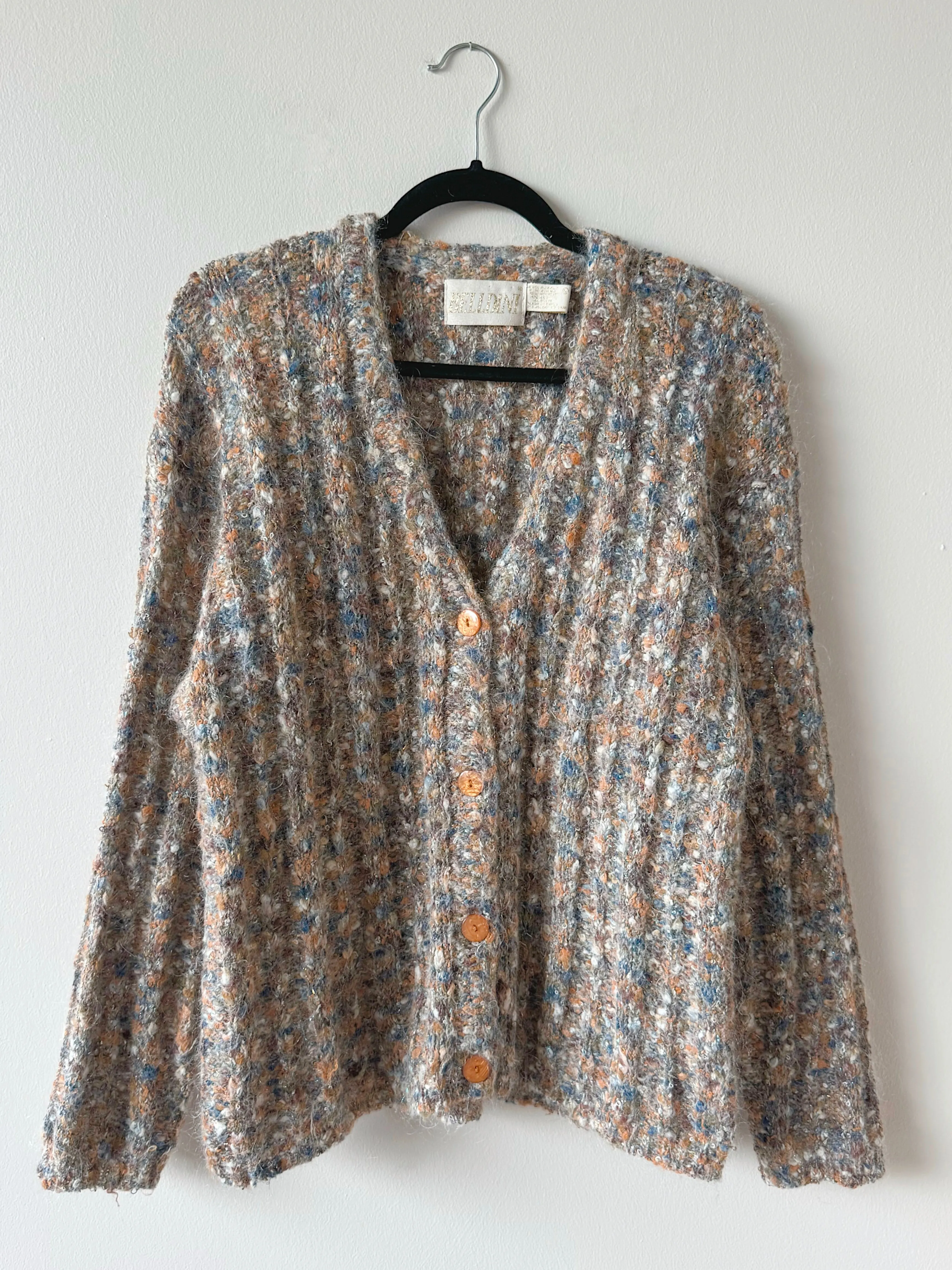 80s Vintage Belldini Marled Metallic Mohair Knit Cardigan (L)