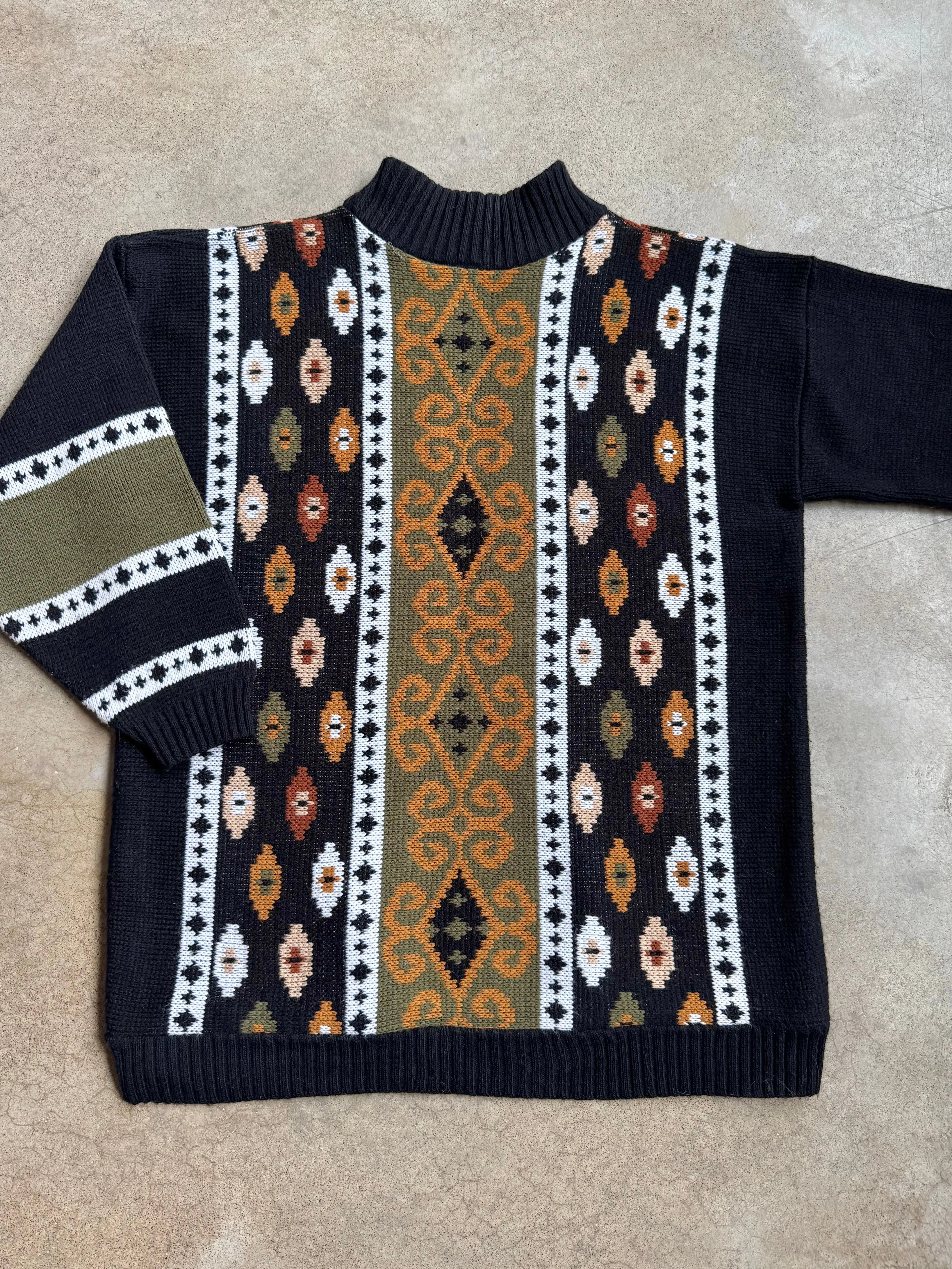 80s Vintage Clifton Place Southwestern Knit Mock Neck Sweater (L)