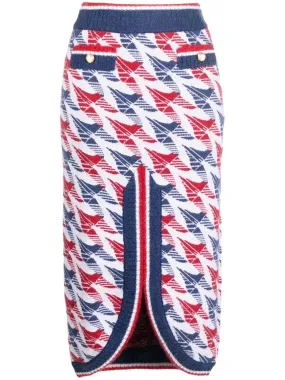 Aviation houndstooth-print midi skirt