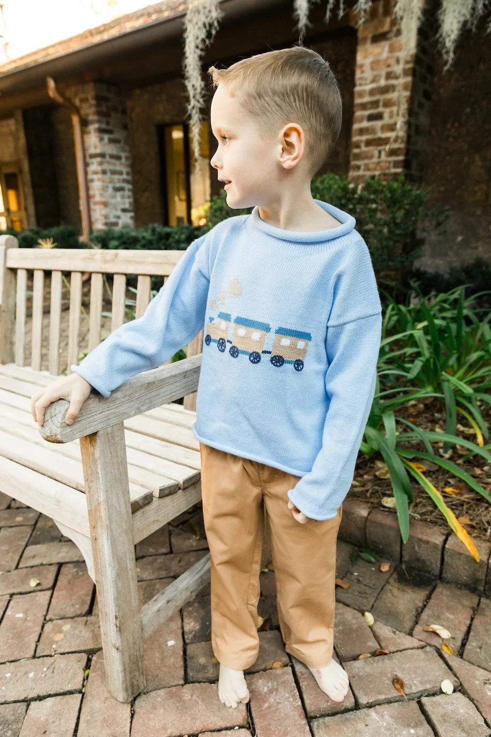 Bailey Boys Roll Neck Sweater - Light Blue - Train