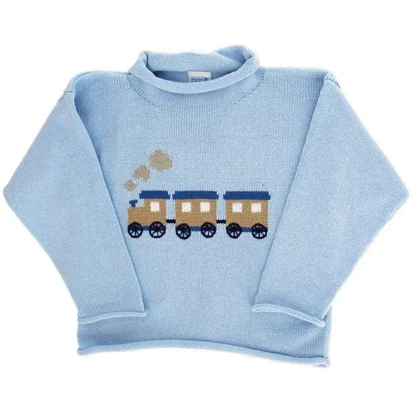 Bailey Boys Roll Neck Sweater - Light Blue - Train