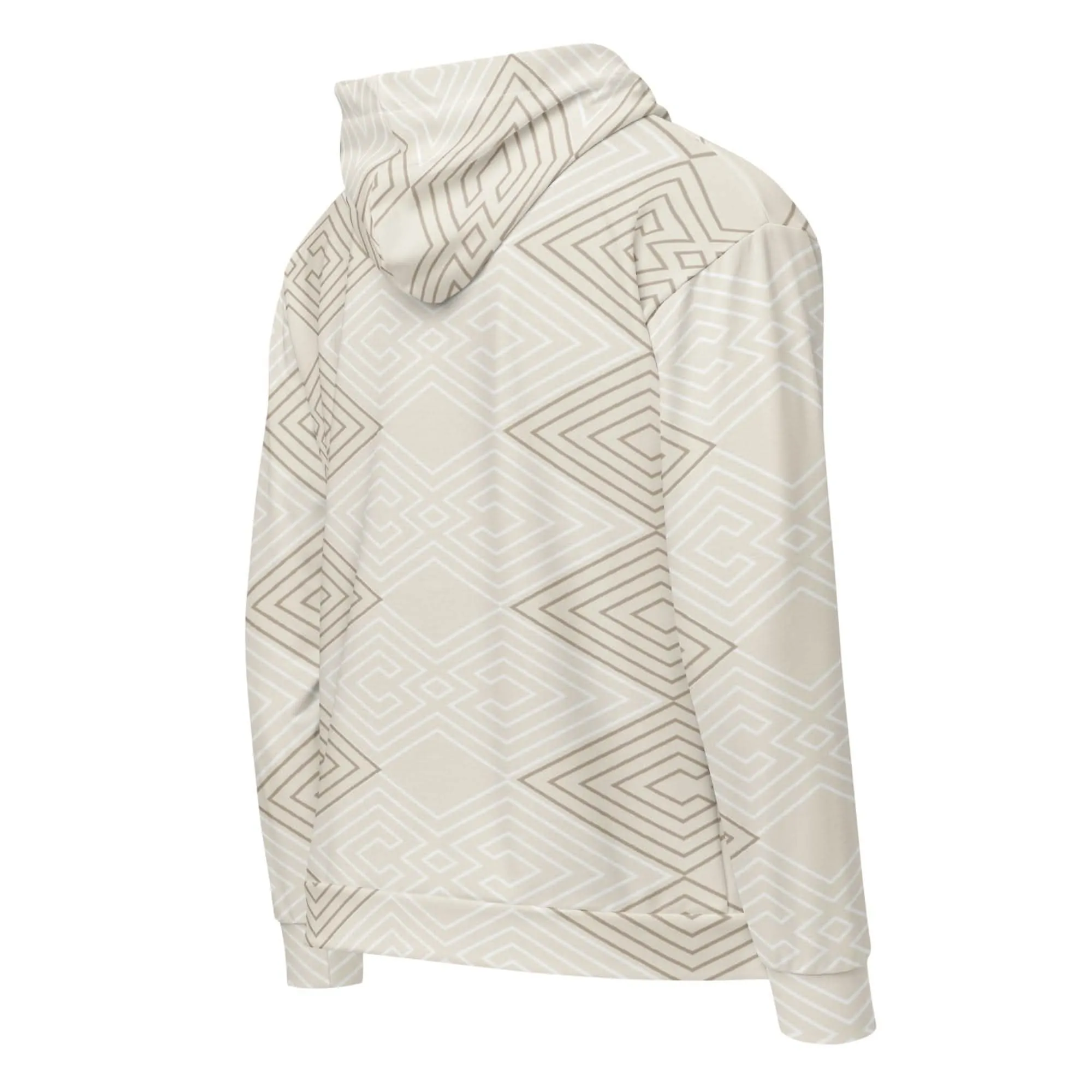 Beige Brown Aztec Geometric Lines Men's Full Zip Hoodie