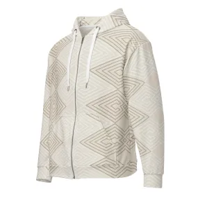 Beige Brown Aztec Geometric Lines Men's Full Zip Hoodie