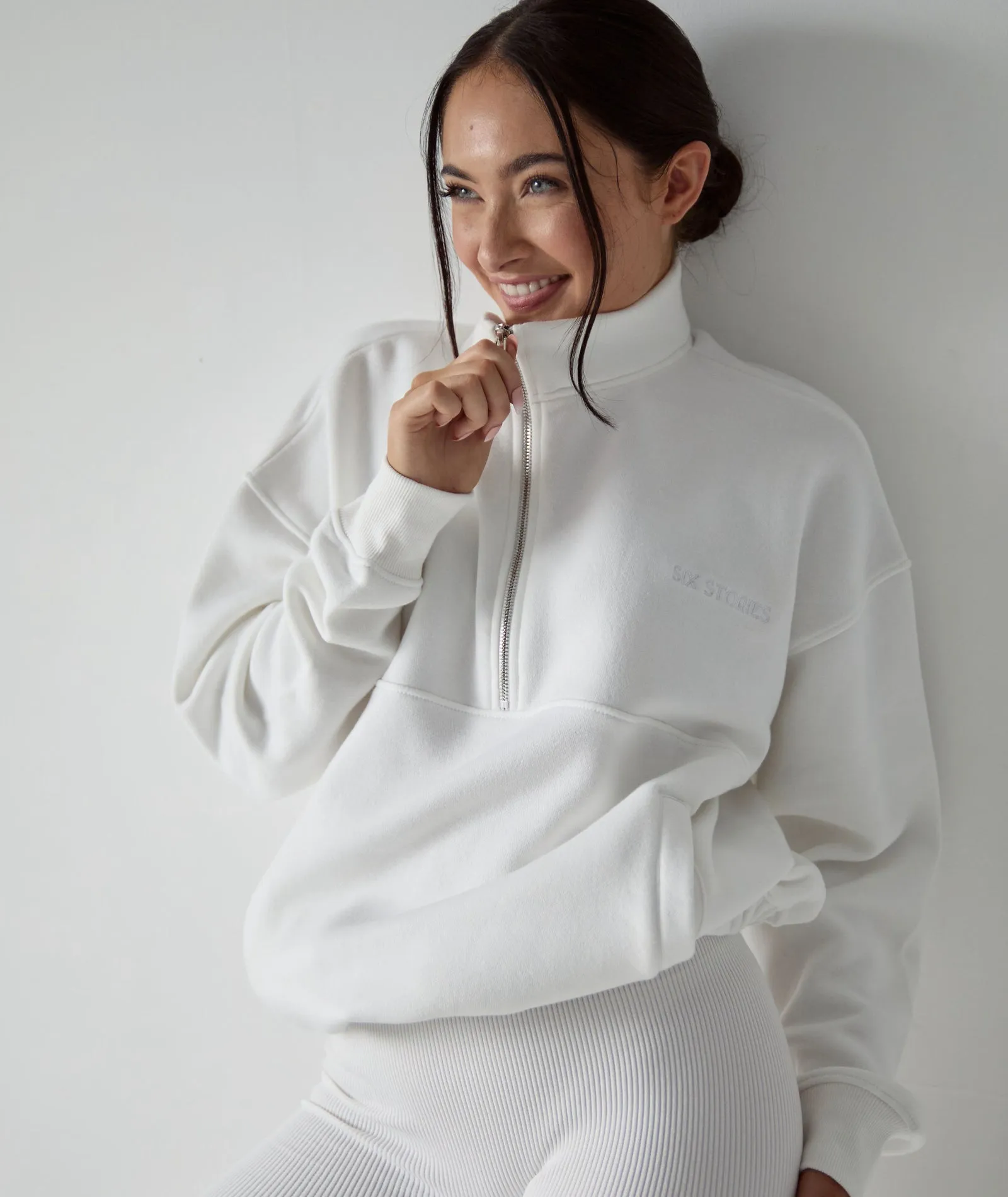 Bride Statement Quarter Zip Sweatshirt - White