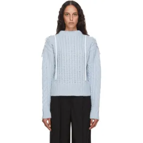 Cecilie Bahnsen Blue Wool and Alpaca Cable Knit Monse Sweater