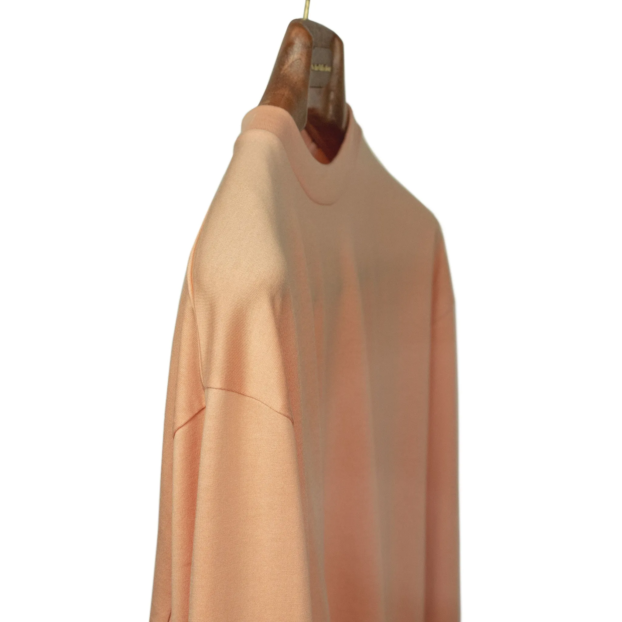 Crewneck sweatshirt in pale apricot cotton and silk jersey