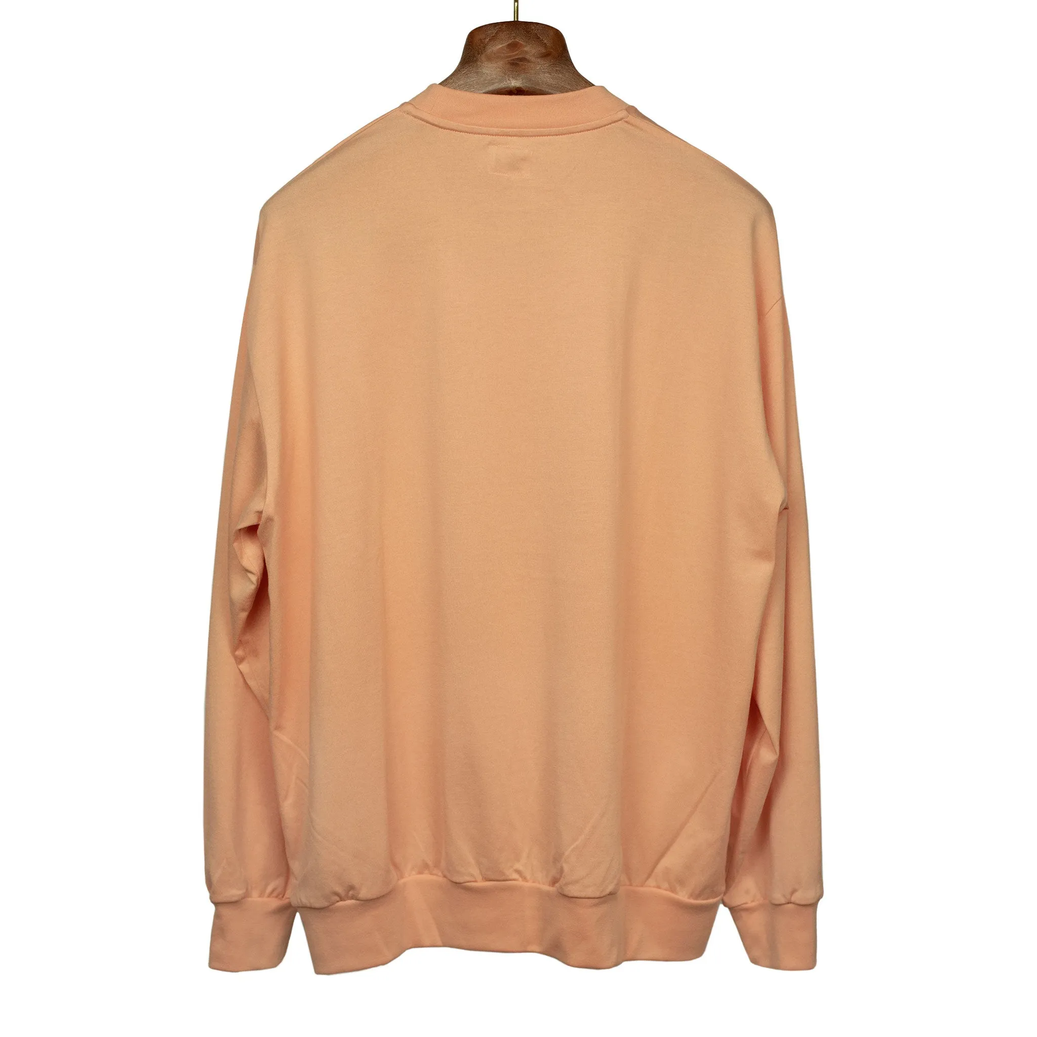 Crewneck sweatshirt in pale apricot cotton and silk jersey