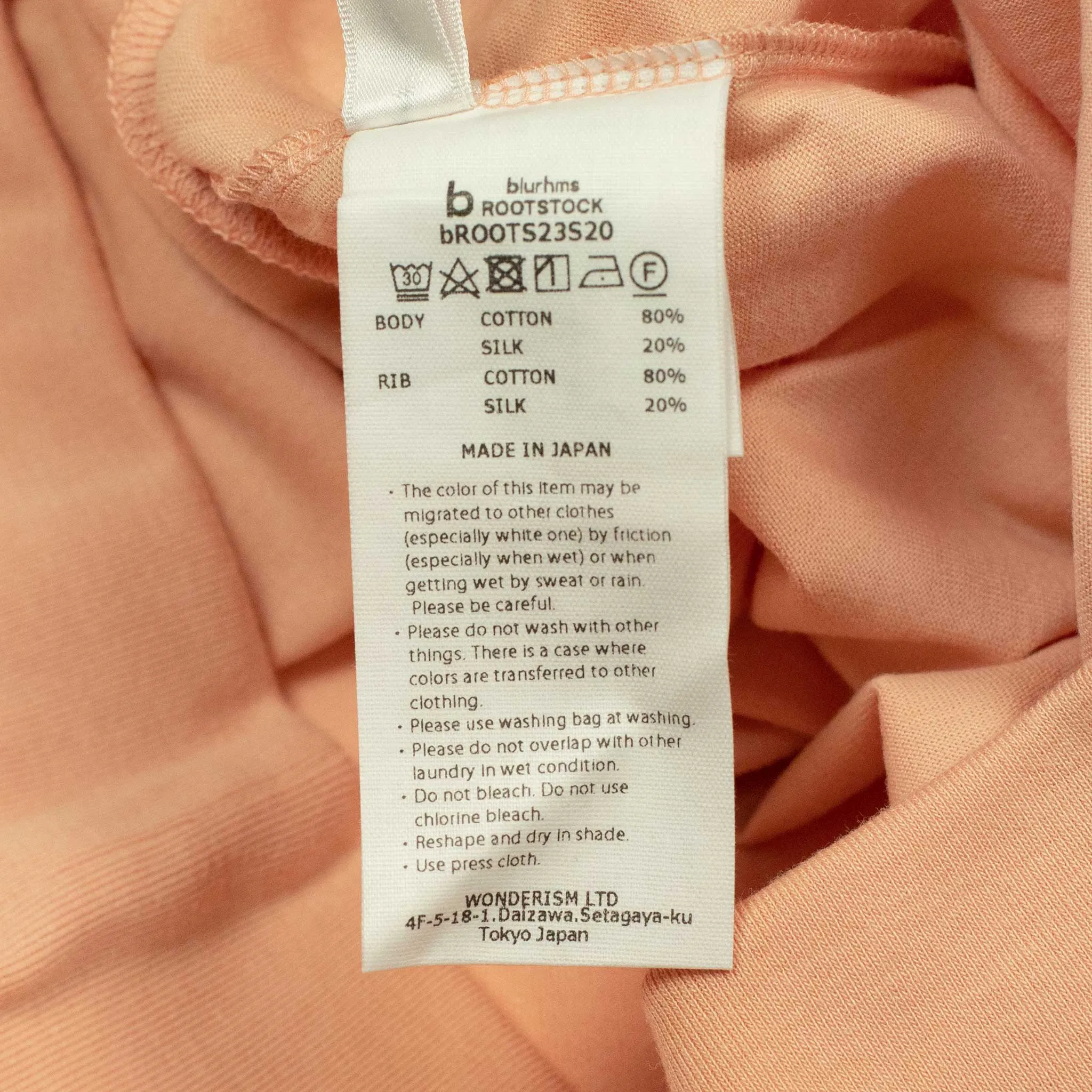 Crewneck sweatshirt in pale apricot cotton and silk jersey