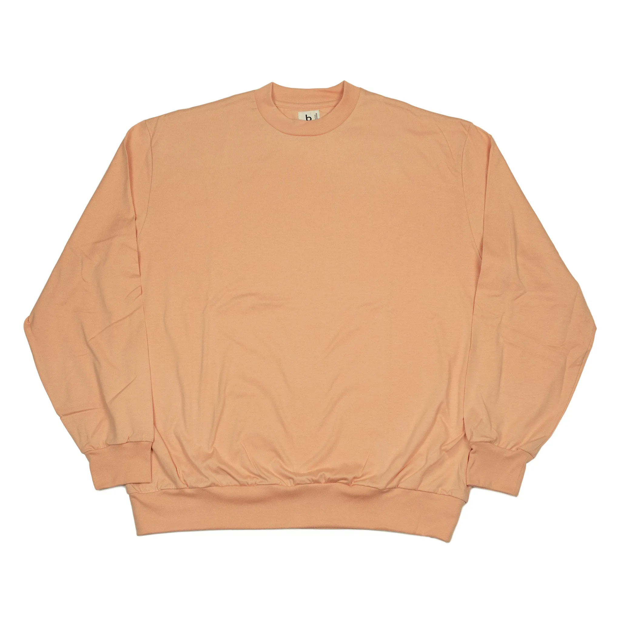 Crewneck sweatshirt in pale apricot cotton and silk jersey
