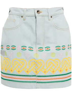 embroidered cotton mini skirt