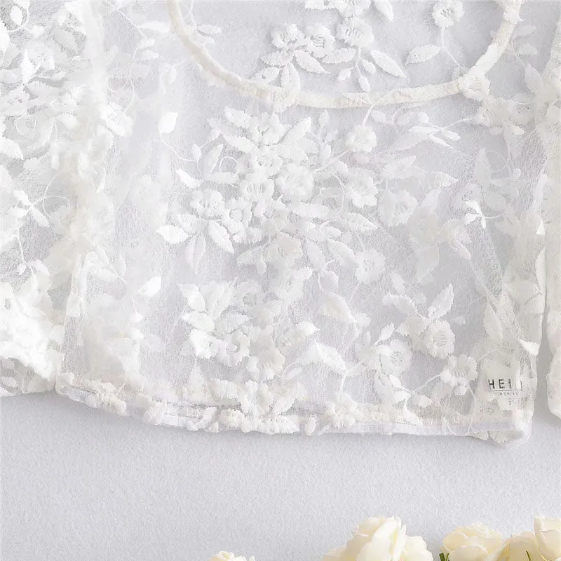 EMBROIDERY TRANSPARENT TOP