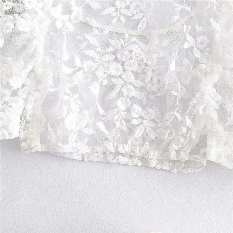 EMBROIDERY TRANSPARENT TOP