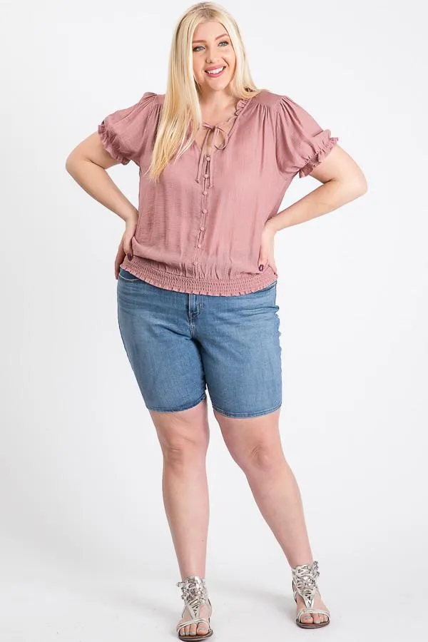 Frill Neck Smocking Top