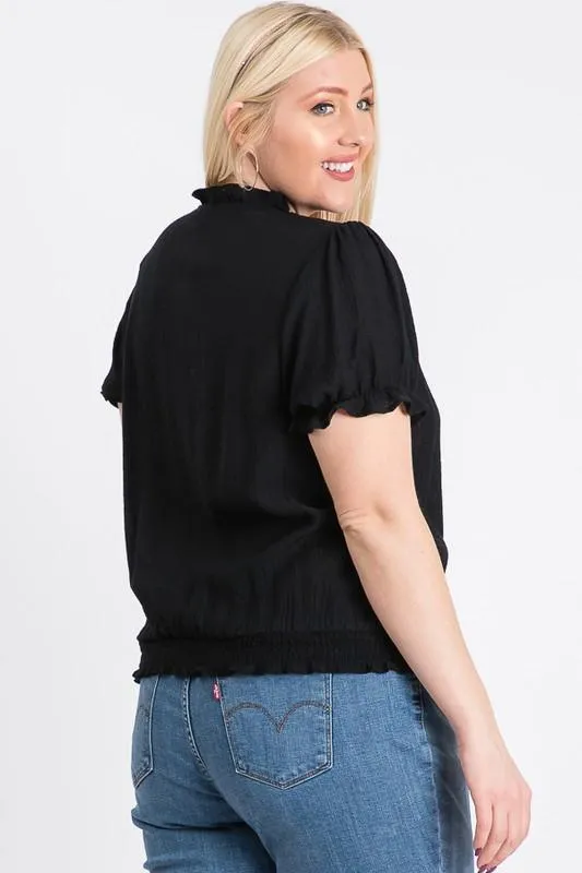 Frill Neck Smocking Top