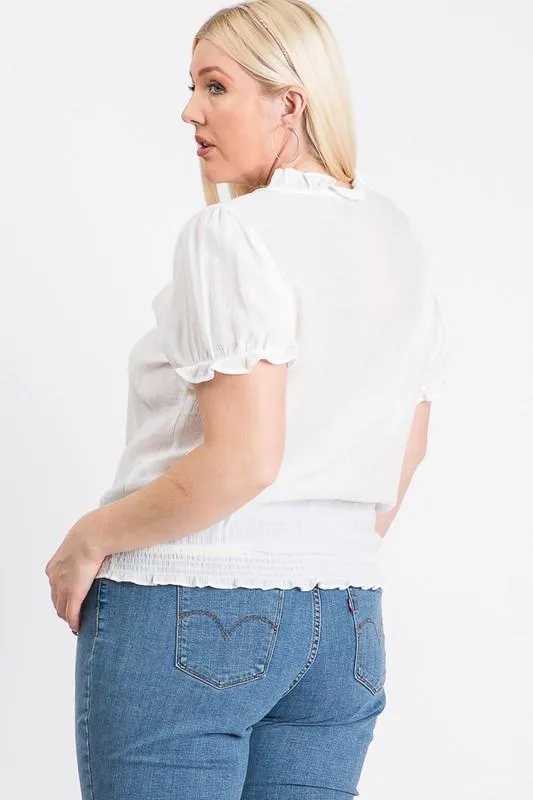 Frill Neck Smocking Top