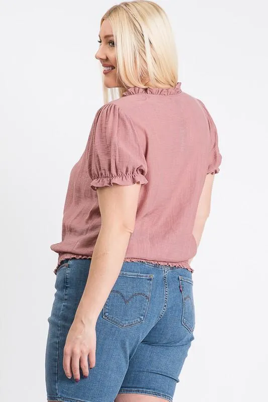 Frill Neck Smocking Top