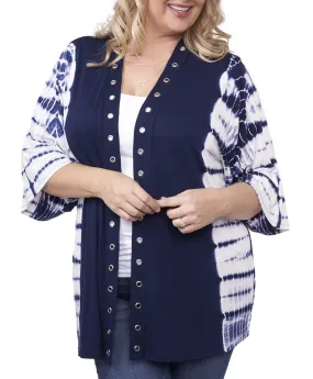 Grommet Tie Dye Cardigan