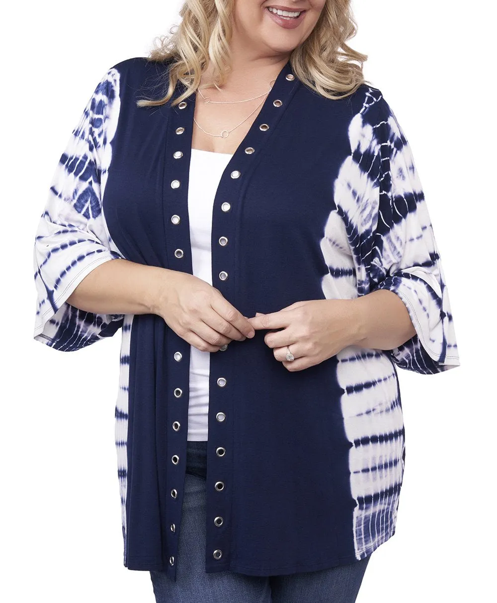 Grommet Tie Dye Cardigan