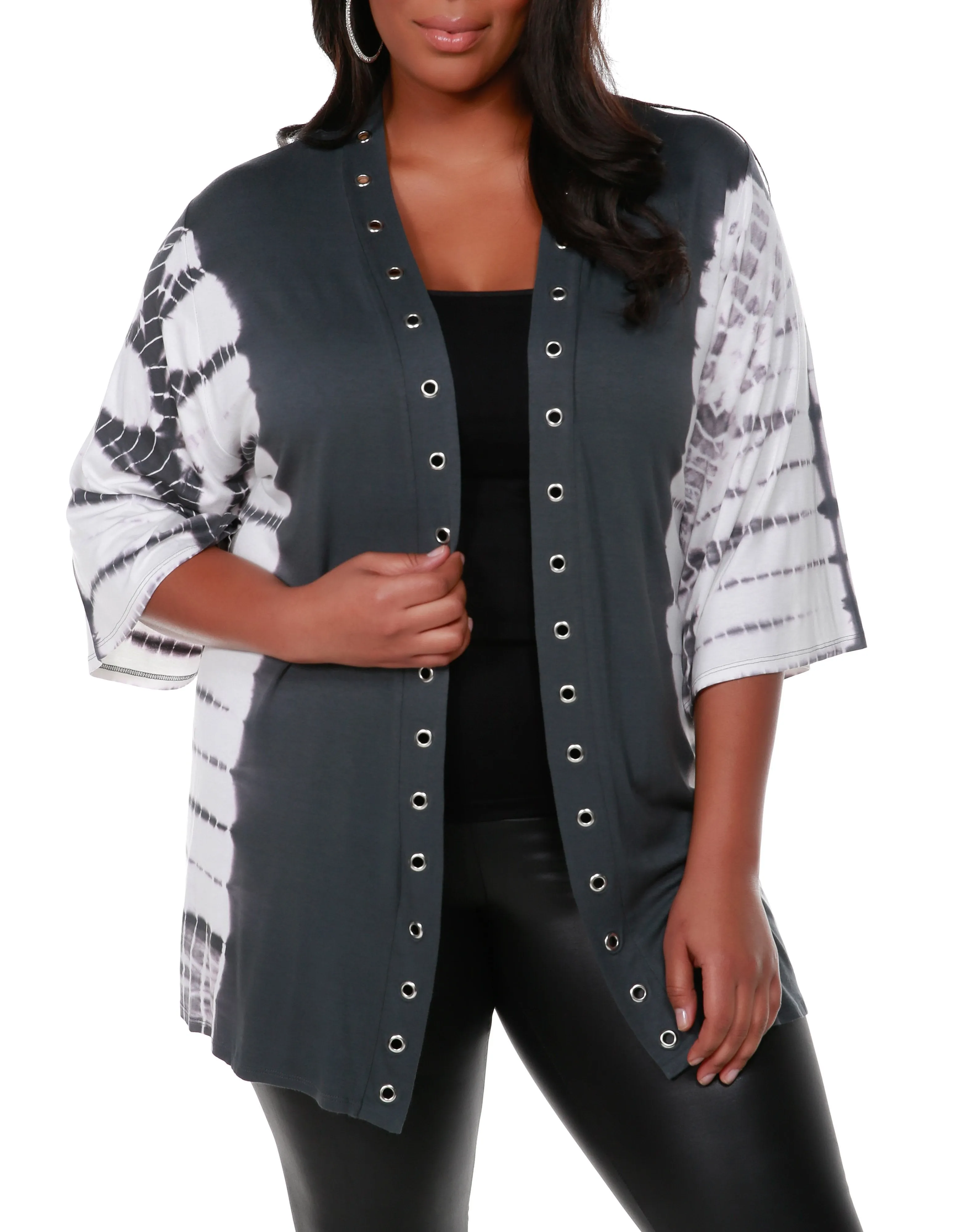 Grommet Tie Dye Cardigan