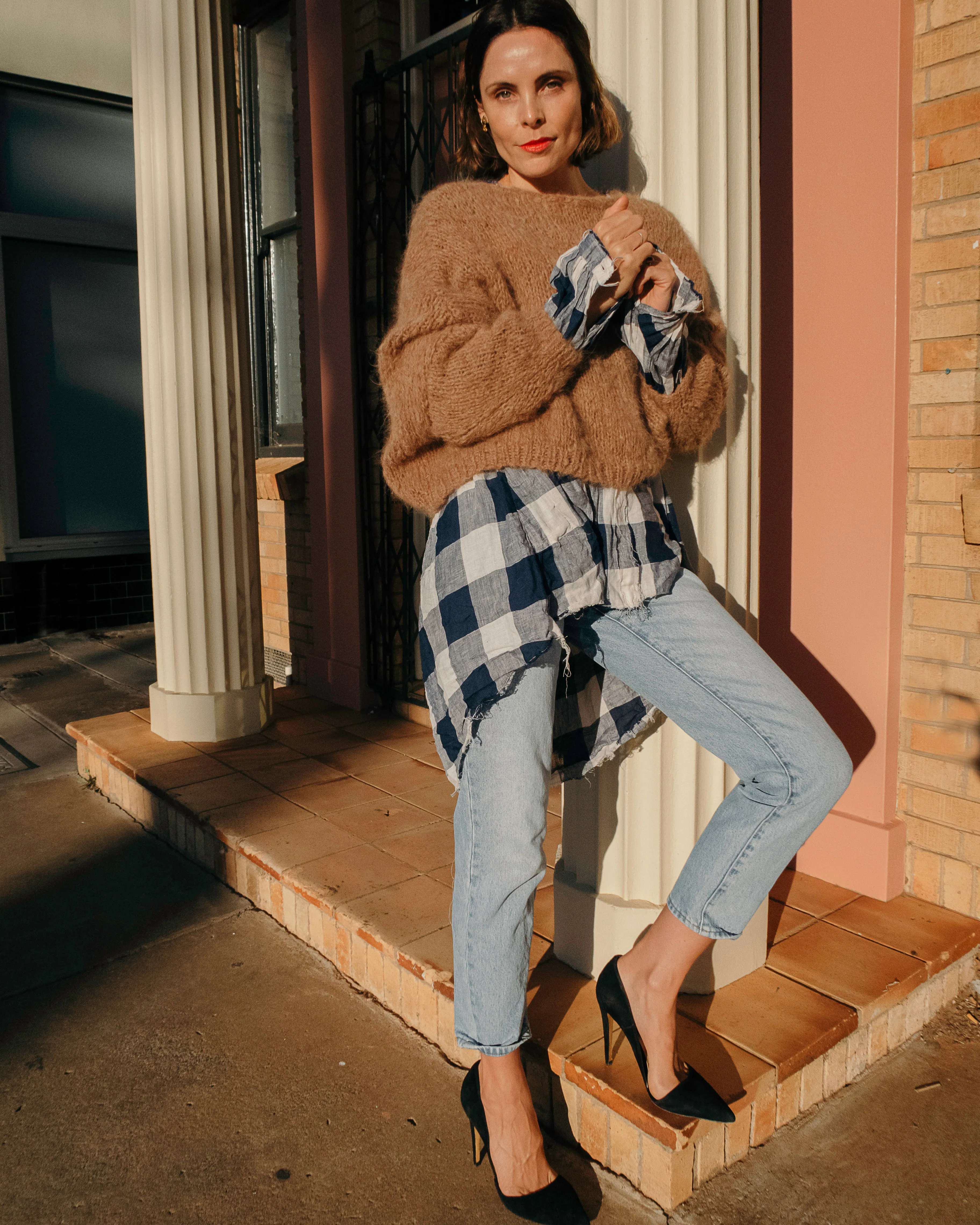 Hand knit batwing sweater (Alpaca) - Candy pink