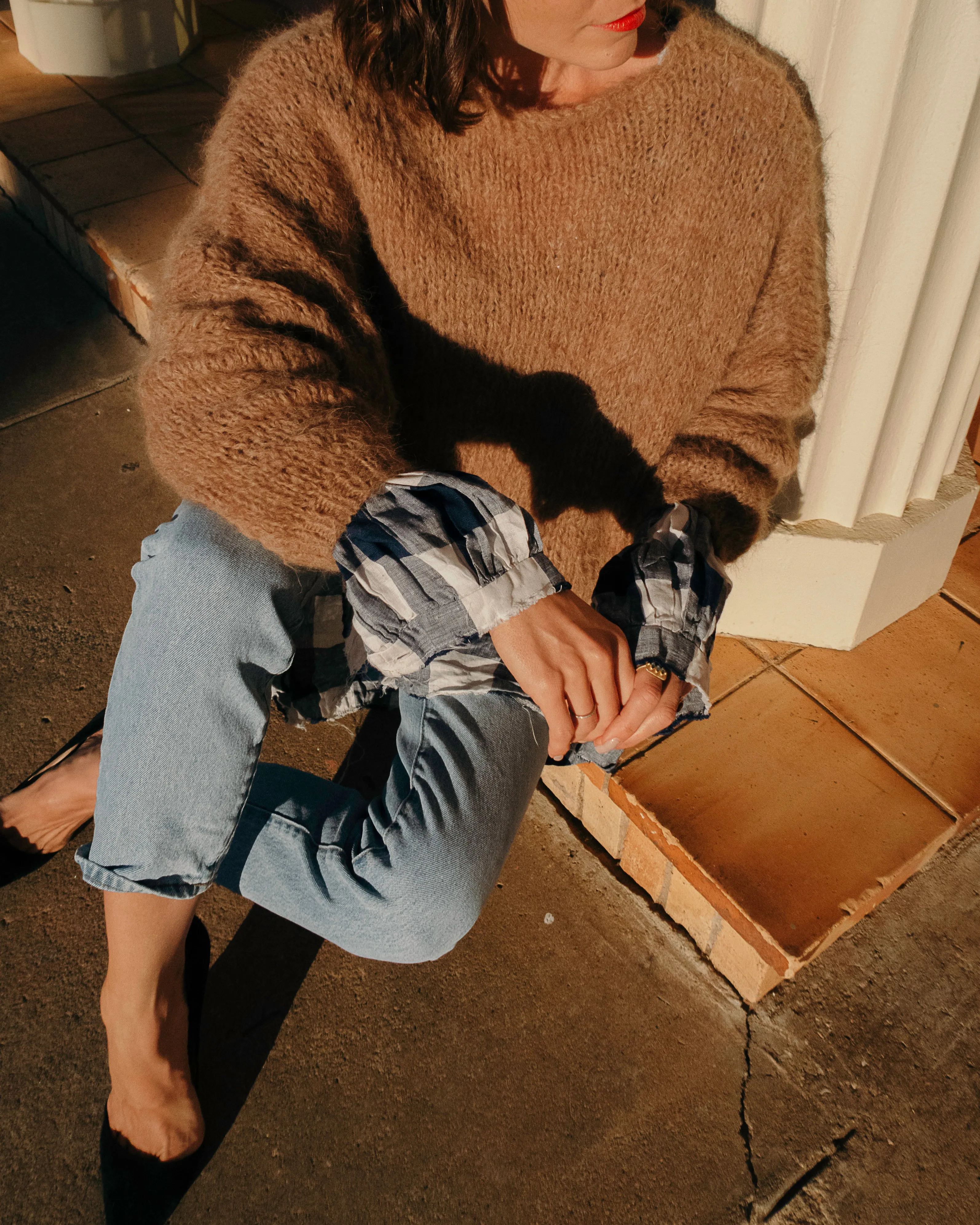 Hand knit batwing sweater (Alpaca) - Candy pink