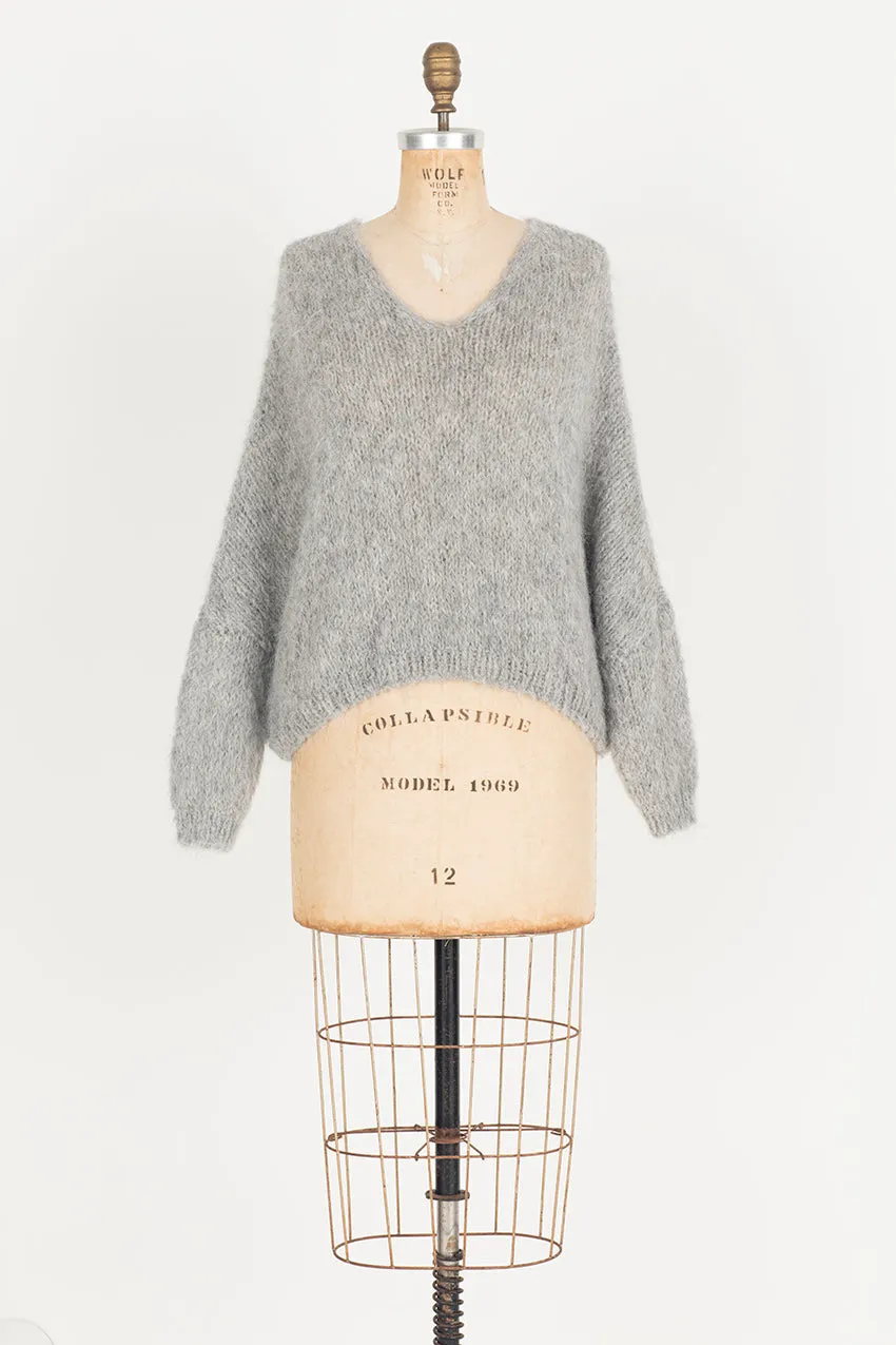 Hand knit batwing sweater (Alpaca) - Candy pink