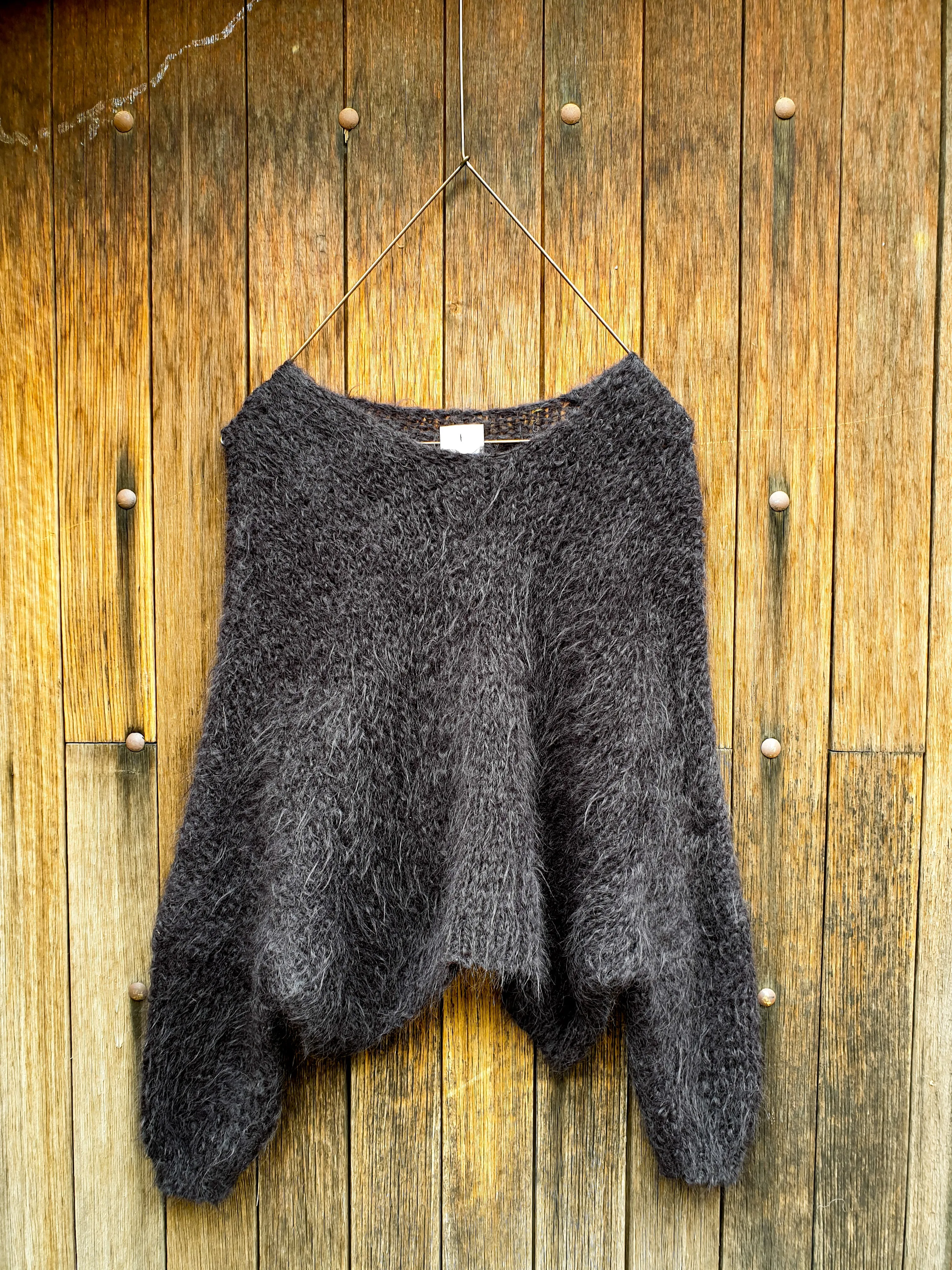 Hand knit batwing sweater (Alpaca) - Candy pink