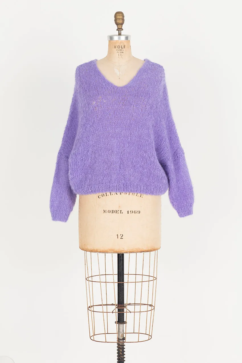 Hand knit batwing sweater (Alpaca) - Candy pink