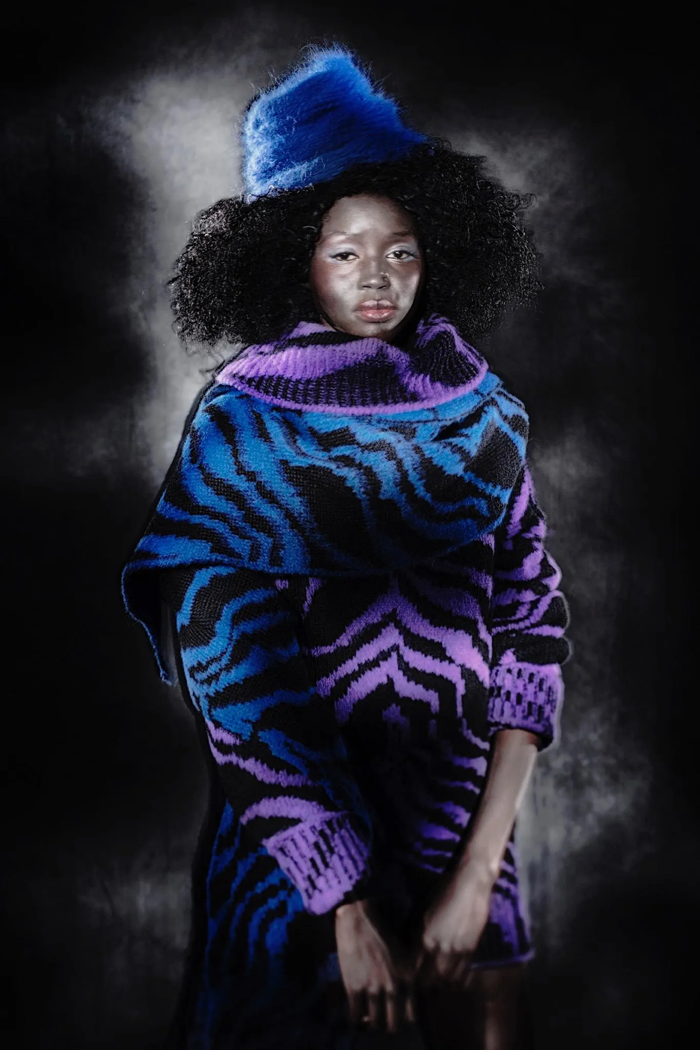 Hand knit cable beanie style Hat - (Alpaca) Charcoal