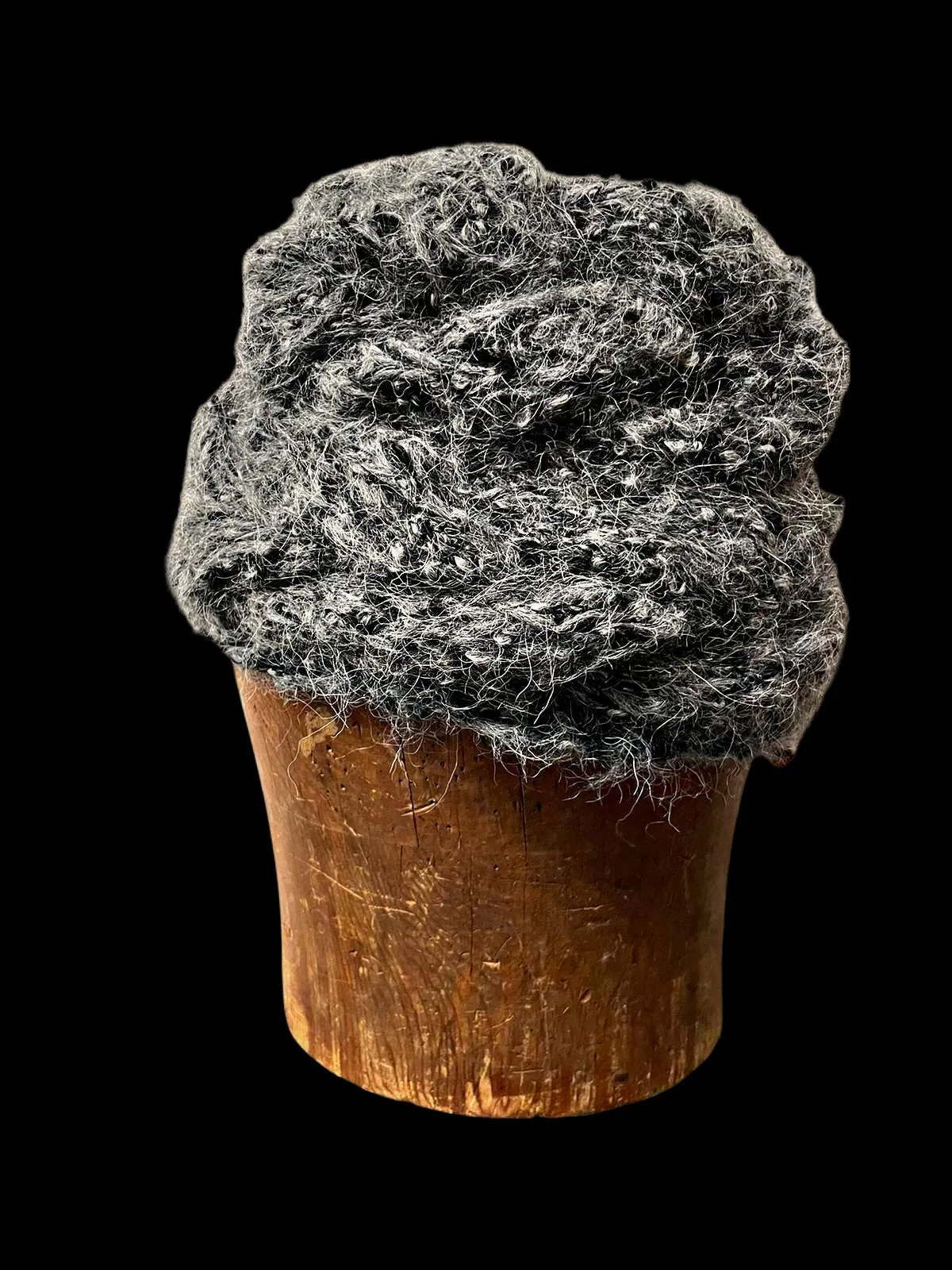 Hand knit cable beanie style Hat - (Alpaca) Charcoal