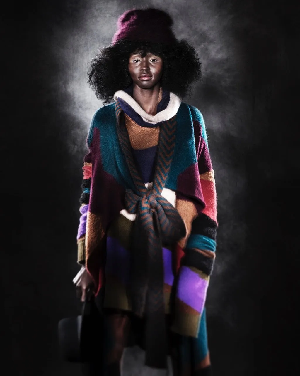 Hand knit cable beanie style Hat - (Alpaca) Charcoal