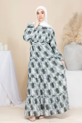 Husna Chiffon Floral Maxi Dress - Stone