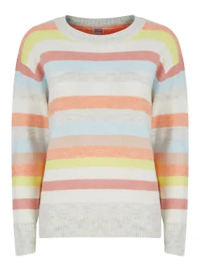 Ladies Stripe Coloured Knitwear Cozy Jumper