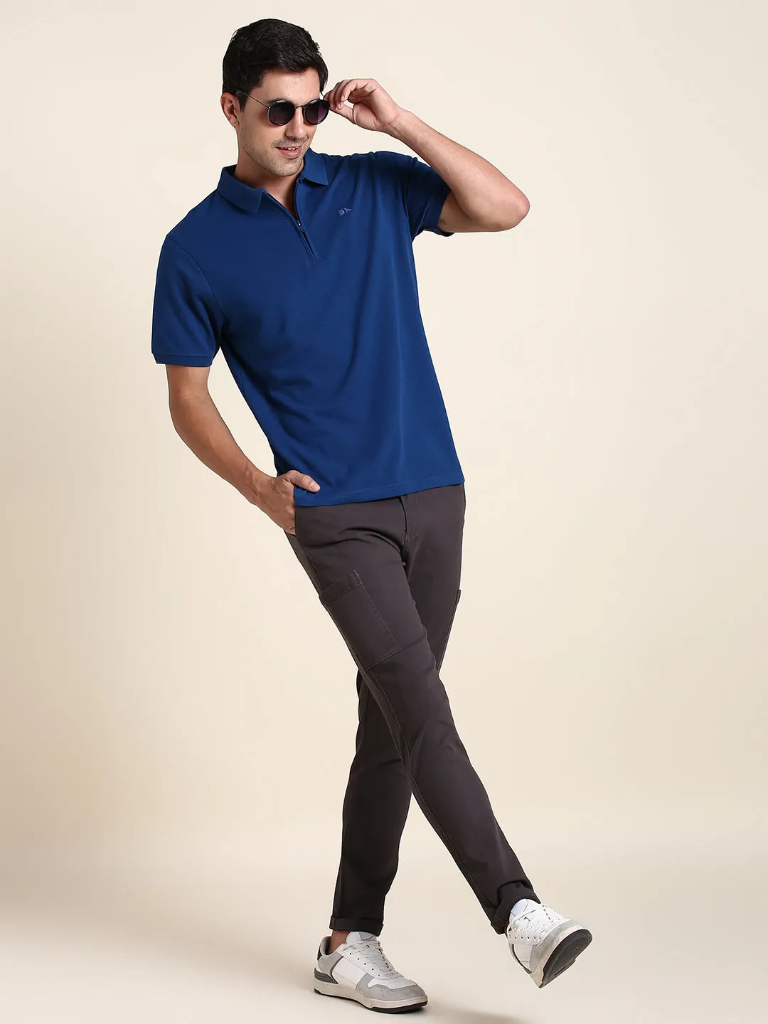 Men's Soft And Stretchy Fabric Navy Casual Polo Tshirt