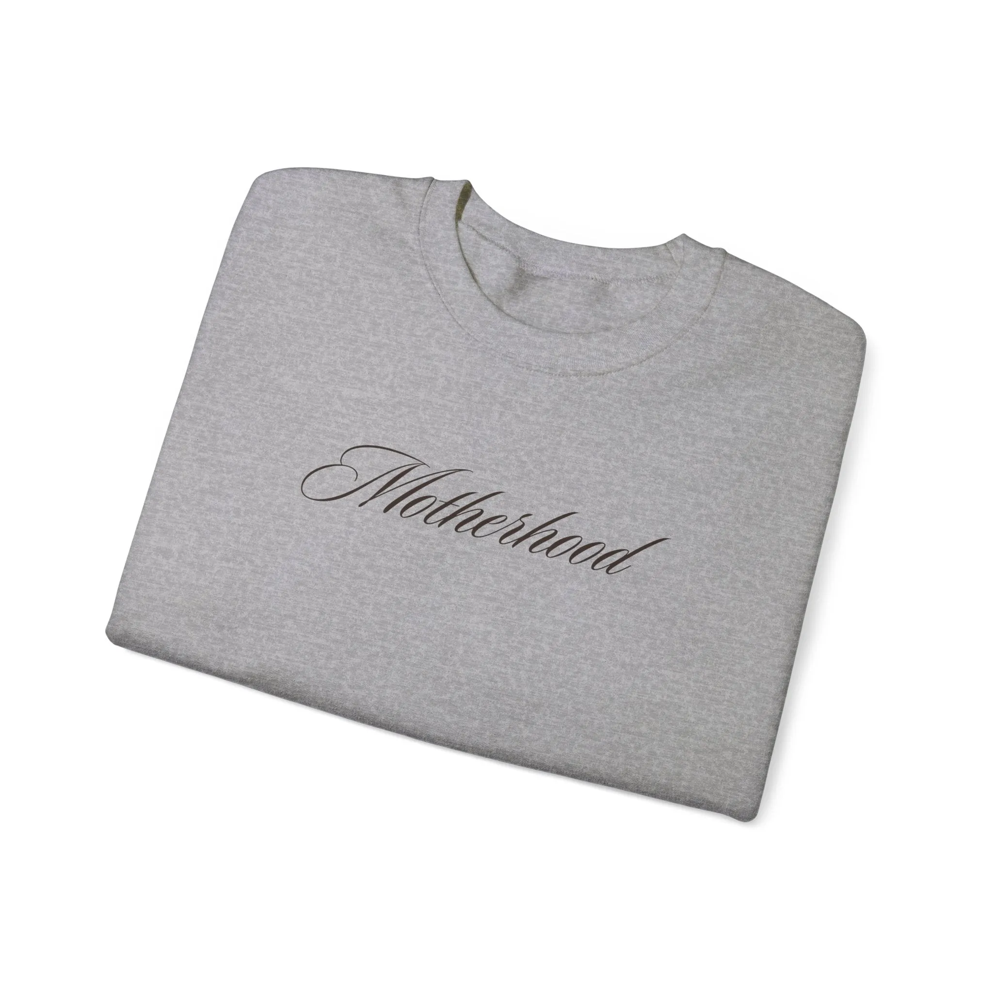 MOTHERHOOD Oversized Pullover Crewneck Sweatshirt, Gifts for Mom, Baby Shower Gifts, Light Black on Gray, Mother's Day Gift