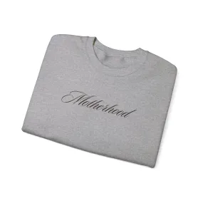 MOTHERHOOD Oversized Pullover Crewneck Sweatshirt, Gifts for Mom, Baby Shower Gifts, Light Black on Gray, Mother's Day Gift