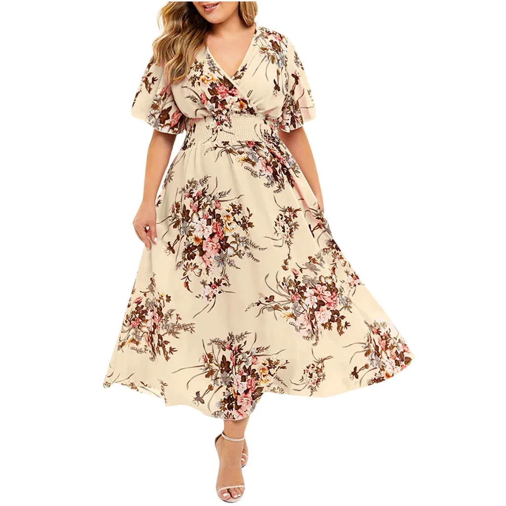 Plus Size Floral Boho Beach Dress