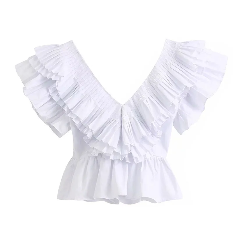 RUFFLED PLATTED BLOUSE